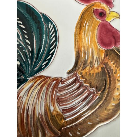 Vintage Square Rooster Dish Wall Hanging Made in Italy - Picture 9 of 10